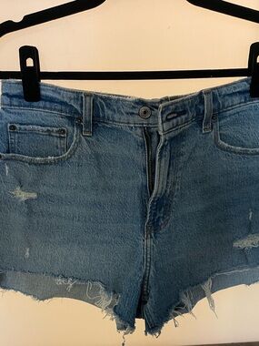 Abercrombie & Fitch Medium Blue Distressed Denim Cutoff Shorts